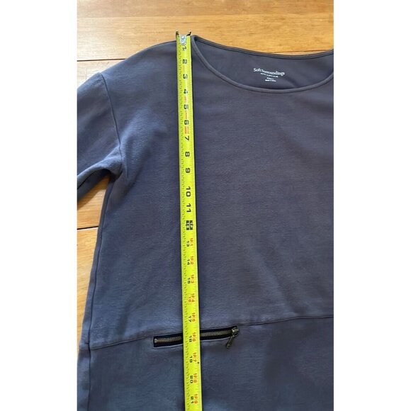 Soft Surroundings Tunic Top womens sz L/P 3/4 sleeve Zippered Pockets - Picture 6 of 9